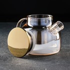 Чайник стеклянный заварочный «Глори», 1 л, с металлическим ситом, цвет золотой - фото 4349531