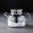 Чайник стеклянный заварочный «Глори», 1 л, с металлическим ситом, цвет серый - фото 6045820