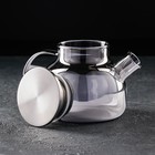 Чайник стеклянный заварочный «Глори», 1 л, с металлическим ситом, цвет серый - Фото 2