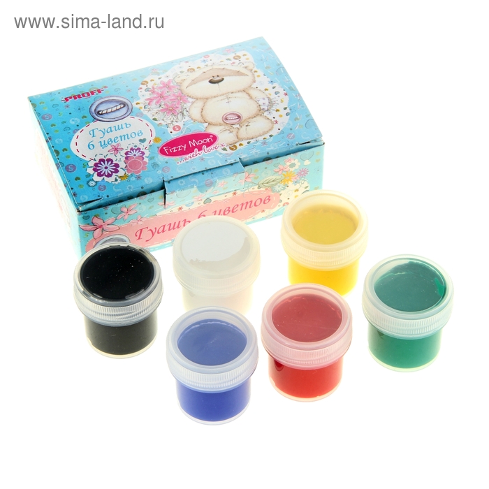 Гуашь 6 цветов Fizzy Moon, 16см3 - Фото 1