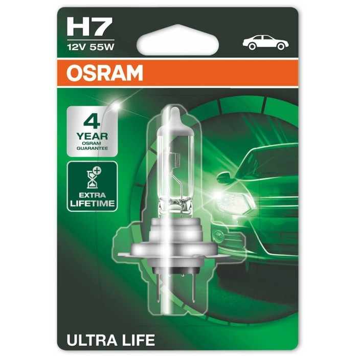 Лампа автомобильная Osram Ultra Life, H7, 12 В, 55 Вт, 64210ULT-01B - Фото 1