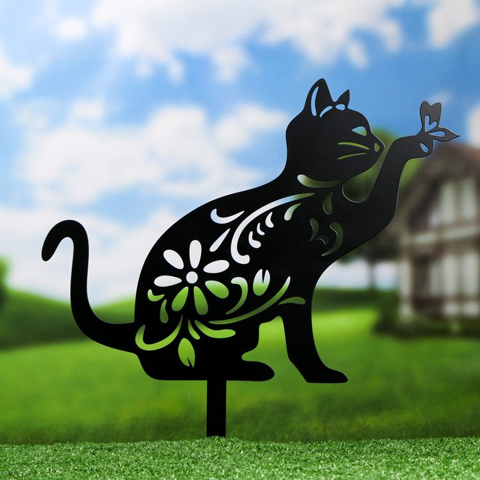Садовая фигура "Кошечка" черная, 30х20см - Фото 1
