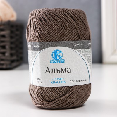 Пряжа "Альма" 100% хлопок 170м/50гр (076 пепельный)