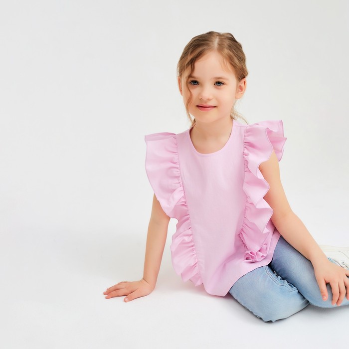 Блузка для девочки MINAKU: Cotton Collection цвет светло-сиреневый, рост 104 - фото 1908882166