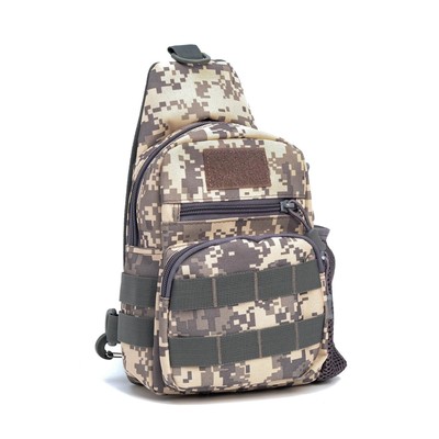 Рюкзак-слинг на молнии Adventure, с карманами, с расцветкой пиксели, серый