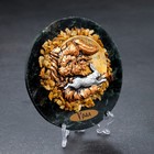 Сувенирная тарелка "Лисица и заяц", D=12 см, змеевик - фото 26496602