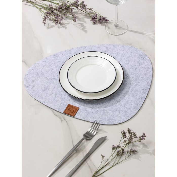 Салфетка сервировочная на стол Доляна «Грэй», 33,5×38,4 см, толщина 4 мм, цвет серый - Фото 1