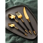 Набор столовых приборов из нержавеющей стали Magistro «Колоннада», 4 предмета, цвет металла золотой, ручки чёрные - фото 24239083