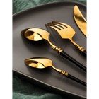 Набор столовых приборов из нержавеющей стали Magistro «Колоннада», 4 предмета, цвет металла золотой, ручки чёрные - фото 24239084