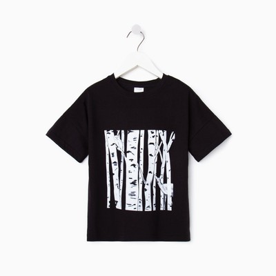 Футболка детская MINAKU «Берёза», чёрная, рост 152 см