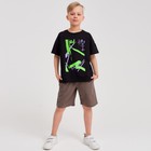 Футболка детская MINAKU Graffiti, чёрная, рост 134 см - фото 39543770