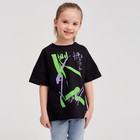 Футболка детская MINAKU Graffiti, чёрная, рост 134 см - фото 39543771