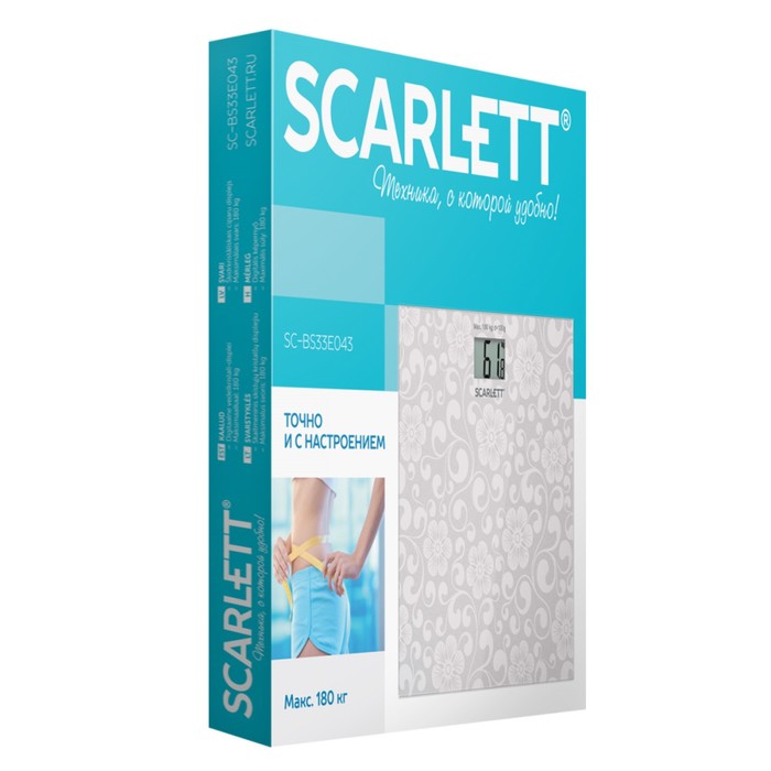 Весы напольные Scarlett SC-BS33E043, электронные, до 180 кг, белые - фото 51356687