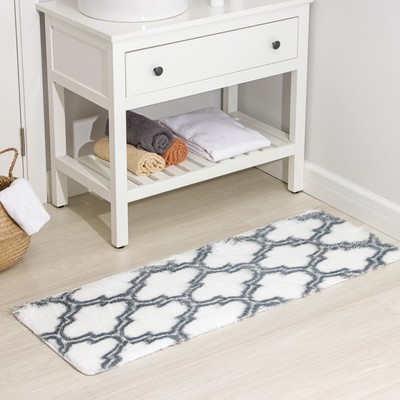 Коврик для дома Доляна «Пушистик. Вензель», 45×120 см, цвет серо-белый