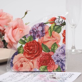 Салфетки бумажные "Art Bouquet" Прекрасные цветы, 3 слоя, 12 листов, d 32