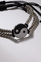 Браслеты парные «Неразлучники» инь-ян, на бусинах, чёрно-белые в серебре, d=7 см - Фото 3