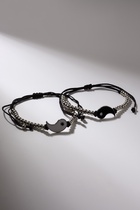 Браслеты парные «Неразлучники» инь-ян, на бусинах, чёрно-белые в серебре, d=7 см - Фото 4