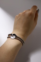 Браслеты парные «Неразлучники» инь-ян, на бусинах, чёрно-белые в серебре, d=7 см - Фото 2