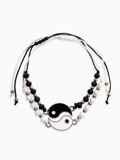 Браслеты парные «Неразлучники. Инь-ян», блеск, 2 шт. чёрный, белый, d=7 см