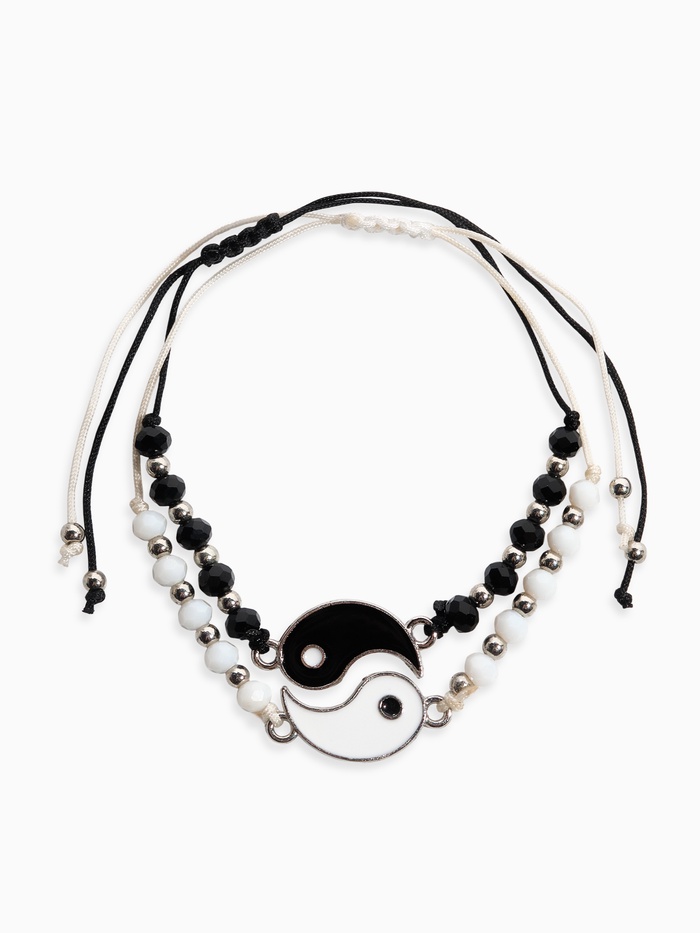 Браслеты парные «Неразлучники. Инь-ян», блеск, 2 шт. чёрный, белый, d=7 см - Фото 1