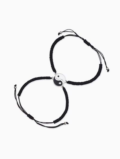 Браслеты парные «Неразлучники» инь-ян, толстая нить, чёрно-белые, d=7 см