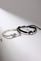 Браслеты парные «Неразлучники» инь-ян, толстая нить, чёрно-белые, d=7 см - Фото 4