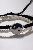 Браслеты парные «Неразлучники» инь-ян, толстая нить, чёрно-белые, d=7 см - Фото 5