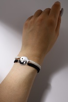 Браслеты парные «Неразлучники» инь-ян, толстая нить, чёрно-белые, d=7 см - Фото 3