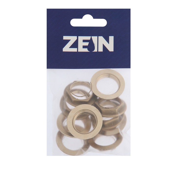 Контргайка с ребордой ZEIN, 1/2", внутренняя резьба, латунь, фасовка 200 шт. - фото 18551274