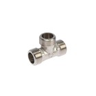 Тройник ZEIN, 1/2", наружная резьба, никелированная латунь 7294360