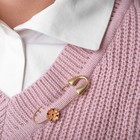 Булавка уно «Цветок», 6,5 см, цвет розово-зелёный в матовом золоте - фото 24382007