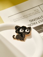 Брошь «Котик» с большими глазами, цвет чёрный в золоте - Фото 4