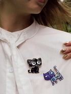 Брошь «Котик» с большими глазами, цвет чёрный в золоте - Фото 5