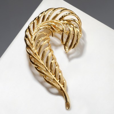 Брошь «Перо» завиток,  цвет золото