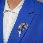 Брошь «Перо» завиток, цвет серебро - Фото 3