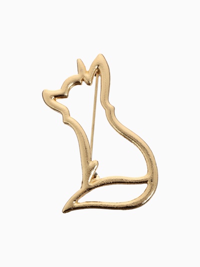 Брошь «Лиса» сидящая, цвет золото