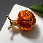 Брошь «Улитка», цвет оранжевый в золоте - Фото 1