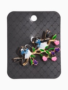 Брошь «Птички» на цветочной ветви, цветная в золоте - Фото 4