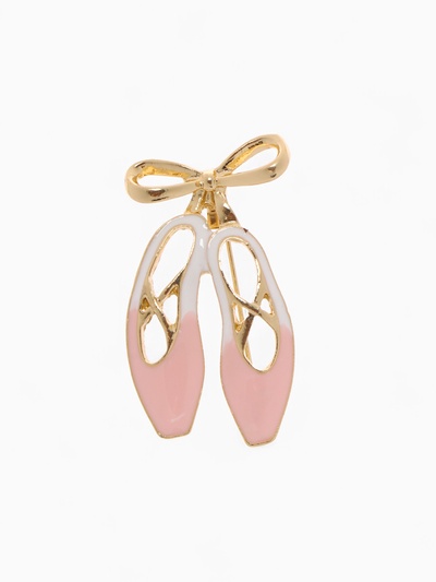 Брошь «Пуанты», цвет розовый в золоте