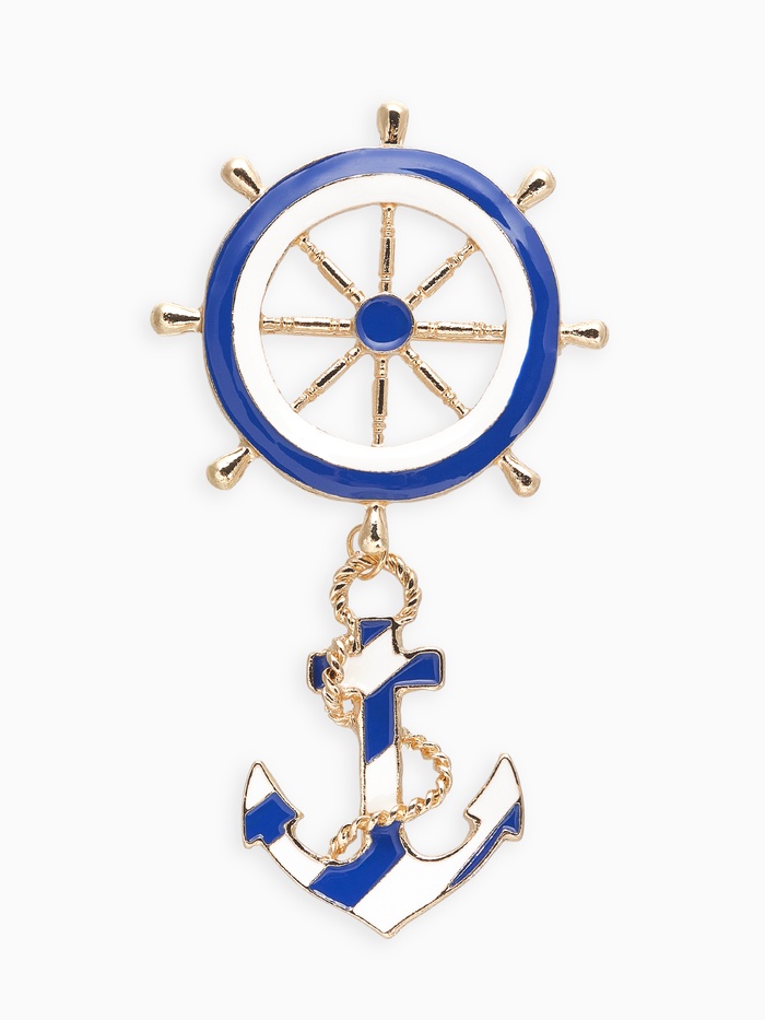 Брошь «Морской набор», цвет бело-синий в золоте - Фото 1