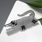 Брошь «Крокодил», цвет чёрный в серебре - фото 321329434