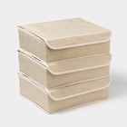 Органайзеры для хранения белья «Пастель», 3 шт., с крышкой, 31.5×25×10 см, бежевые - Фото 2