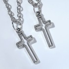 Кулоны "Неразлучники" кресты полые, цвет серебро, 45см - фото 778740