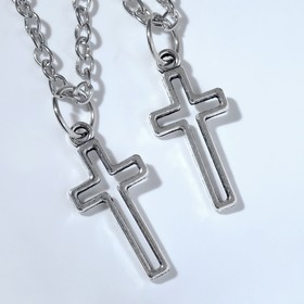 Кулоны «Неразлучники» кресты полые, цвет серебро, 45 см