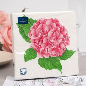 Салфетки бумажные "Art Bouquet" Розовая гортензия, 3 слоя,33x33, 20 листов