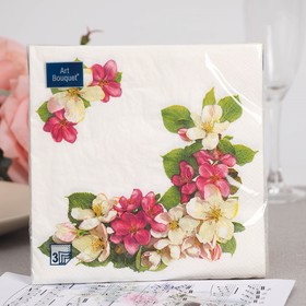 Салфетки бумажные "Art Bouquet " Яблоневый цветок, 3 слоя,33x33, 20 листов
