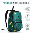 Рюкзак школьный на молнии, цвет зелёный - фото 110820879