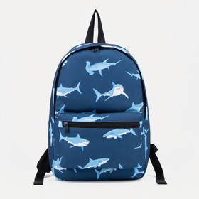 Рюкзак школьный из текстиля на молнии, наружный карман, цвет синий