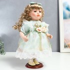 Кукла коллекционная керамика "Джудит в нежно-мятном платье с цветочками" 30 см - Фото 2