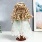 Кукла коллекционная керамика "Джудит в нежно-мятном платье с цветочками" 30 см - фото 3754995